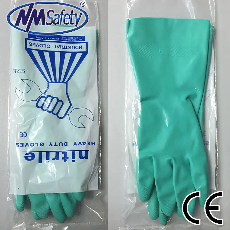 

NMSAFETY 1 Pairs Long Green Safety Latex Nitrile Work Gloves Chemical Resistant Neoprene Gloves