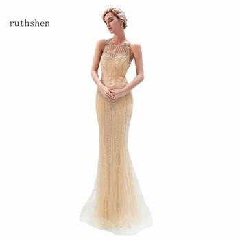 

ruthshen 2018 Hot Sale Prom Dresses Illusion Mermaid Long Floor Length Formal Evening Dress In Stock Party Gowns Sleeveless