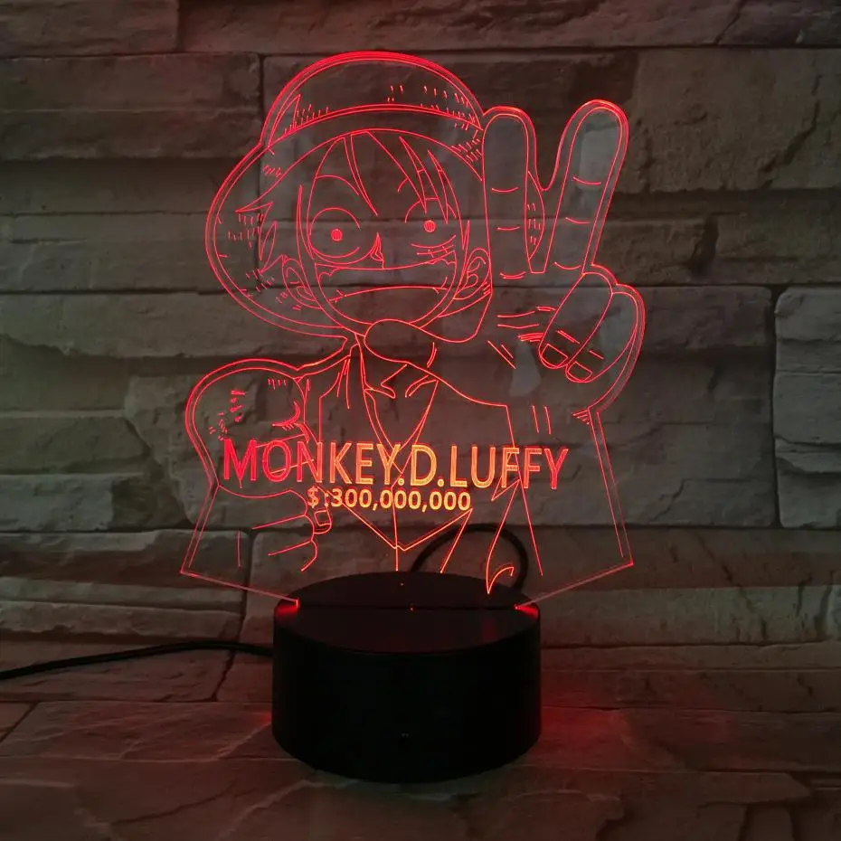 Одна деталь Lampara Tony фигурка мясника 3d иллюзия Led ночник украшение подарок мультфильм игрушки обезьяна Luffy настольная лампа прикроватная - Испускаемый цвет: 3