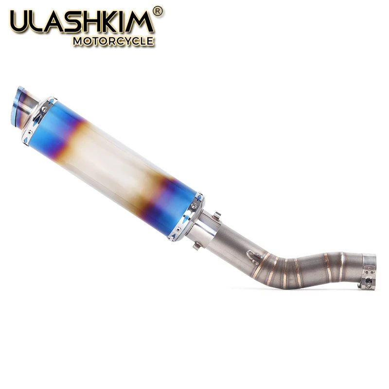 Motorcycle Full System Exhaust Escape Muffler Middle Link Pipe Slip On