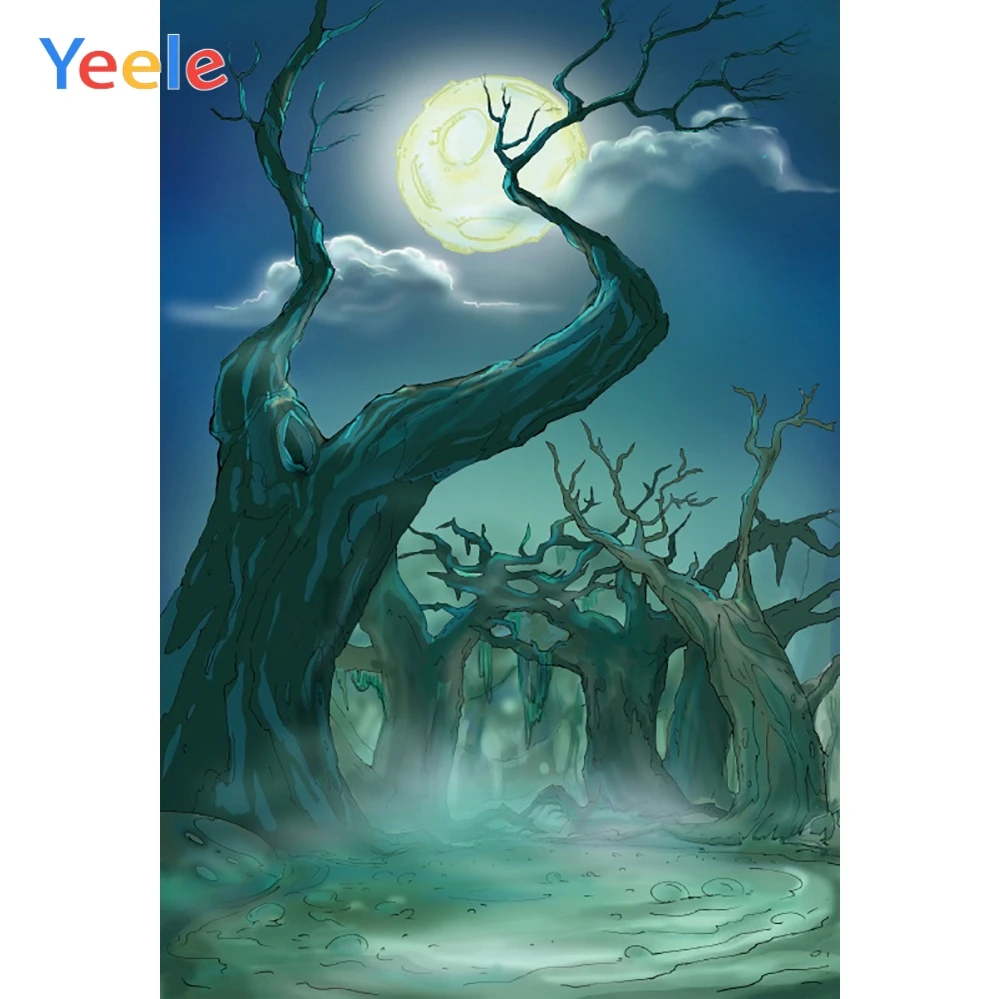 

Yeele Halloween Photocall Night Moon Dead Forest Photography Backdrops Personalized Photographic Backgrounds For Photo Studio