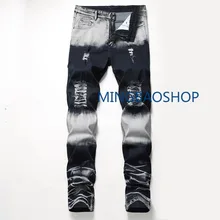 New Stretch Pant Zipper Decorative Jeans Men's Wear with Holes and White Tide Pants man jeans brand 2019 distressed jeans New Stretch Pant Zipper Decorative Jeans Men's Wear with Holes and White Tide Pants man jeans brand 2019 distressed jeans