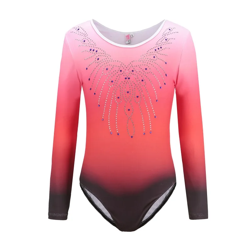 

Long-Sleeved Ballet Sports Dance Wear Patterned Gradient Bodysuit Gymnastics Clothes Exercise Clothes Dance Clothes