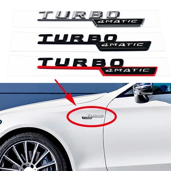 

2Pcs TURBO 4MATIC Logo Car Front Fender Insignia Decor Sticker for Mercedes Benz AMG W210 GLC B200 W221 W212 W205 W211 C180 C200