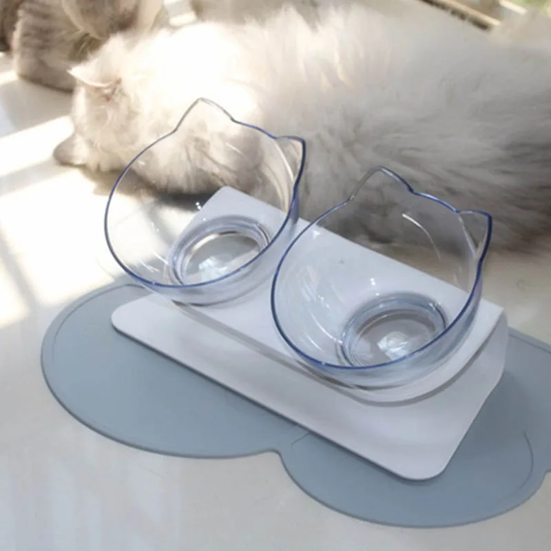 Креативные противоскользящие двойные миски с приподнятой подставкой, миска для еды и воды для домашних животных, идеально подходит для кошек и маленьких собак