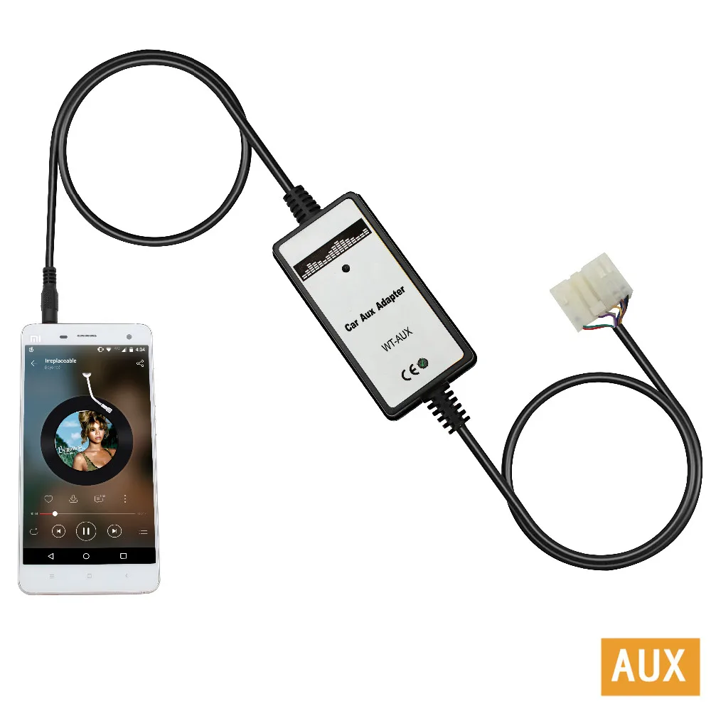 

Phone Mp3 Interface Car CD AUX Adapter Cable for Toyota (5+7) Corolla Cressida Echo/Platz/ Vios Fortuner Hi-Ace Hi-Lux QX015