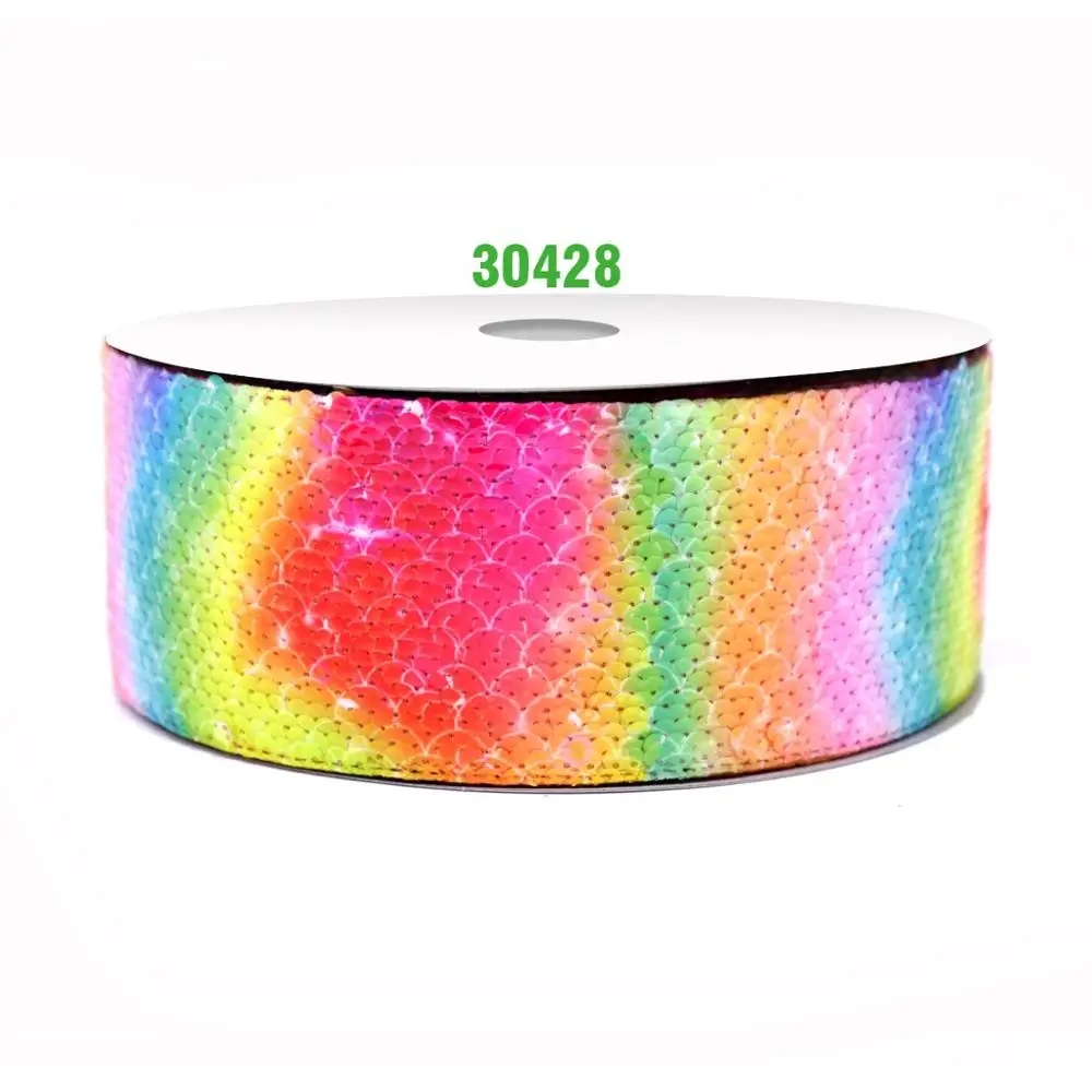 

Free shipping reversibal printed sequin ribbon 30428