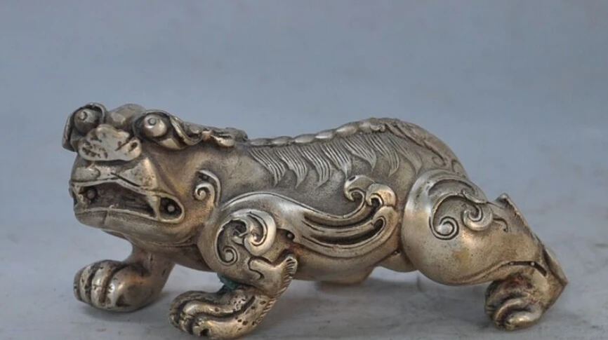 

Chinese silver FengShui Lucky Evil spirits Guardian Beast PiXiu Unicorn Statue