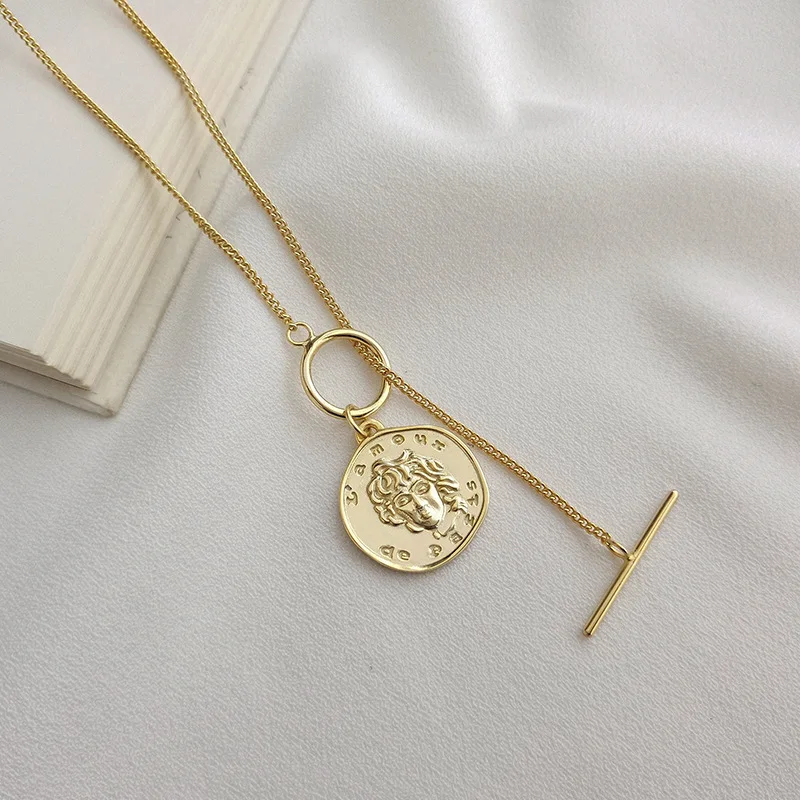 

Fengxiaoling 925 Sterling Silver Frosty Style Round Portrait Statement Pendant Necklace For Women 18k Gold Pendant Women