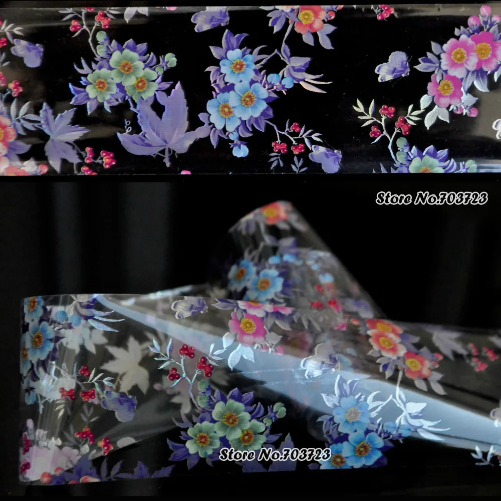 

100M Colorful Flowers Nail Sticker Transfer Film Nail Art Transfer Foil Women Nail Gel Decoration Manicure Tool