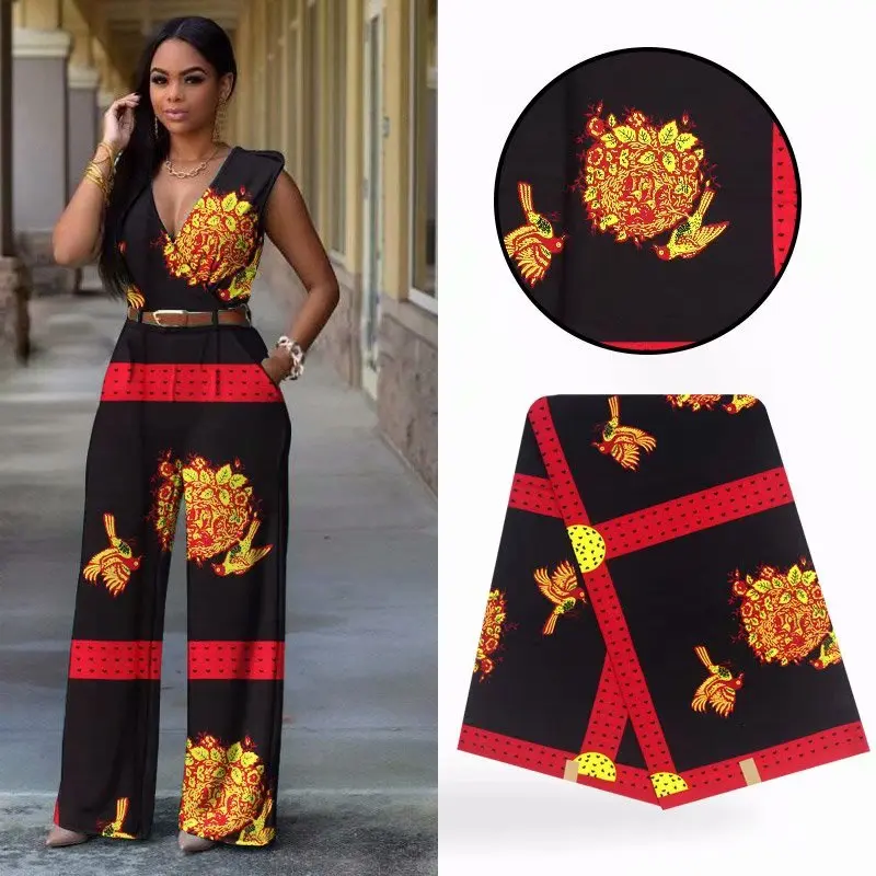 6 ярдов/партия Горячая черный фон и печатных Птичье гнездо Африканский батик воск ткань для одежды WH10-1