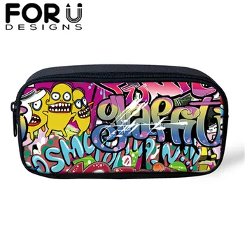 

FORUDESIGNS Fashion 3D Graffiti Prints Cosmetic Cases for Girls Boys Pencil Bags Children School Supplies Kids Students Pen Box