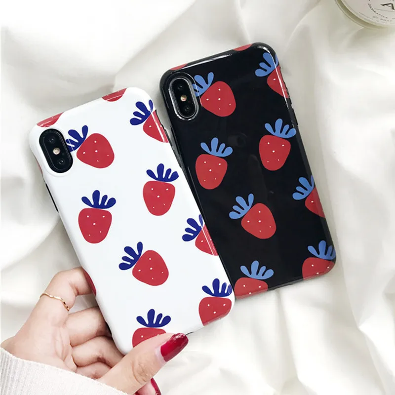 

Fasahion Smooth Strawberry Pattern Silicone IMD Cover Case For Xiaomi Mi MAX 3 MIX 2S 6 6X 8 8SE 9 9SE A2 Soft Back Protect Capa