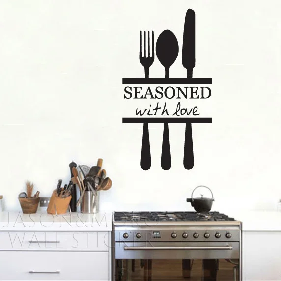 Seasoned with love kitchen Wall sticker Home Art Decor Decal for home mural wallpaper Wall Deca 30*55CM Free shipping