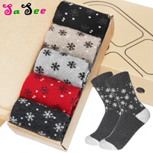 5 пар/лот, женские осенне-зимние теплые носки из кроличьей шерсти, новые качественные толстые разноцветные носки с маленькими снежинками, теплые носки Meias