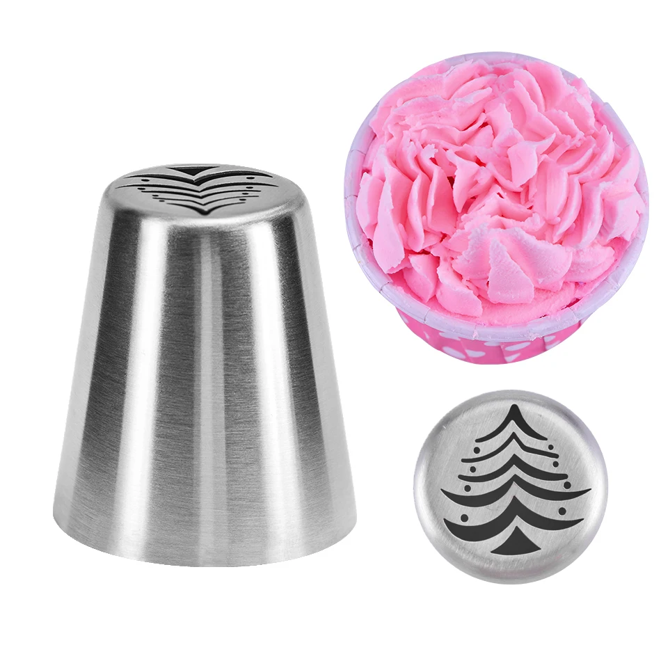 

VOGVIGO DIY Stainless Steel Christmas Tree Cake Nozzles Russian Icing Piping Nozzle Fondant Cake Decor Tools