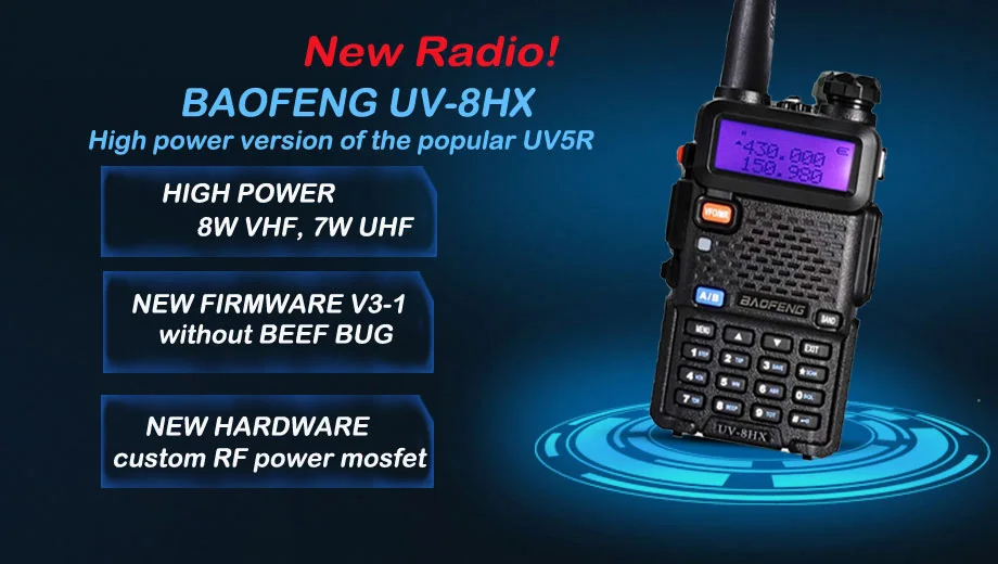 2 шт Baofeng UV5R высокой мощности Версия UV-8HX, 1/4/8 Вт triple power радио, 10 км Long Range CB Baofeng УФ S9 UV-S9 приемопередатчик