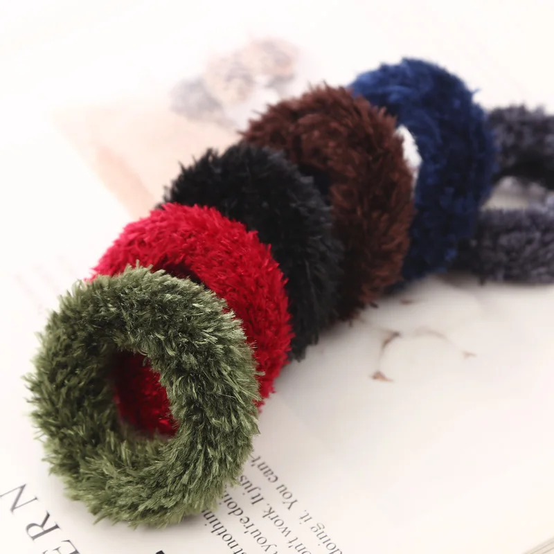 

5pcs Kids Cute Hair Accessories Fluff Elastic Rubber Band For Children Headwear Girls Solid Color Headbands Ponytail Tie Gum