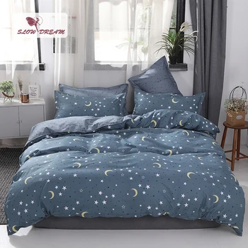 

SlowDream Star Bedding Set Duvet Cover Flat Sheet Pillowcase Bed Linen Set Bedclothes Decor Home Textiles Adult Double Queen