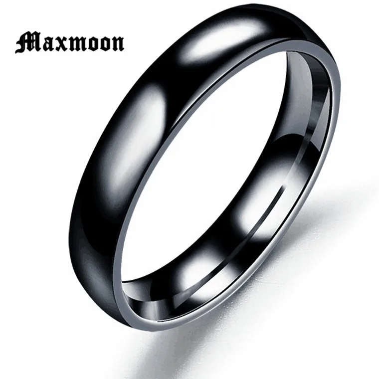 

Maxmoon 2018 Fashion Charm Jewelry men Ring Titanium Black Rings For Women