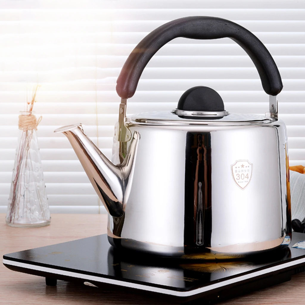 Stainless Steel Whistling Kettle Tea Pot with PP plastic grooved handle stove Kitchen Teakettles For Gas Electric Hobs
