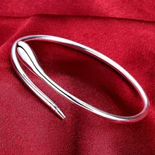DOTEFFIL de Plata de Ley 925 Plata Lisa flecha brazalete pulsera para mujer de compromiso de boda de encanto de moda joyería
