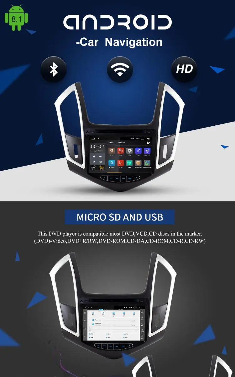 Cheap LJHANG 8 inch 2 din Android 8.1 Car Audio DVD player FOR CHEVROLET CRUZE 2015 GPS Multimedia Headunit WIFI Steering Wheel Stereo 1