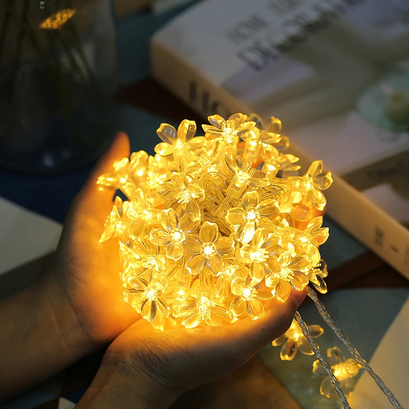 

10M 100LED Christmas Cherry Blossoms Garland String Fairy Night Light Flower Lamp Outdoor Curtain Lights Holiday Wedding Decor