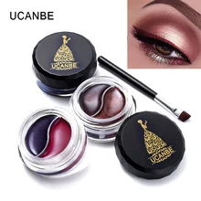 Ucanbe, металлическая подводка для глаз, крем с кистью, 2 цвета, водостойкий, стойкий, розовый, красный, бронзер, блестящая подводка для глаз, гель, AU029