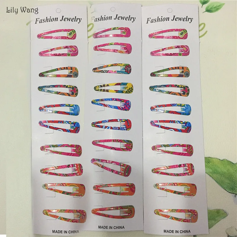

Lily Wang 10Pcs/Lot Print Geometric Hairgrips Hair Clips For Girls Colorful Hairpins Kids Headwear Hair Accessories Clip