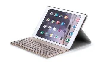 

New Seven-color Backlight Russian/Hebrew/Spanish Wireless Bluetooth Keyboard & Leather Cover Case For Apple IPad Air2 Ipad 6