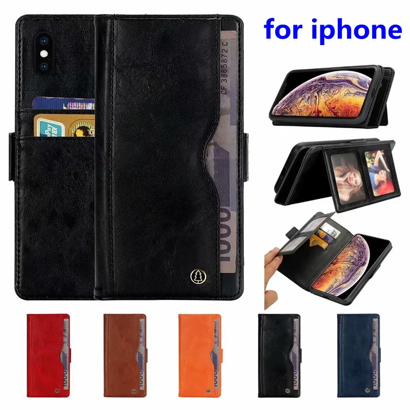 

Retro Stand Leather Case For iPhone X XR XS Max Multifunctional Magnetic 2 in 1 Phone Case For iPhone 6 6S 7 8 Plus Wallet Cases