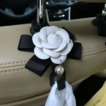 

2PCS Camellia car back seat hooks creative auto headrest hanger holder clips for bag purse cloth multi-function backseat hooks