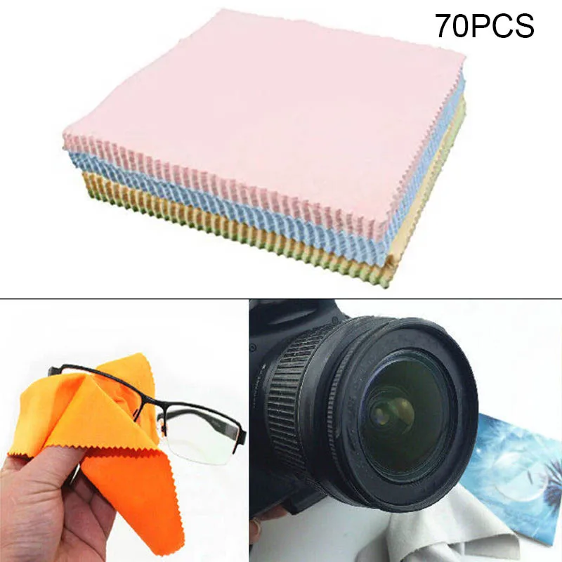 

70pcs Microfiber Cleaning Cloth Square Reusable For Camera Lens Glasses Phone Screen MU
