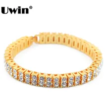 2 ряда ААА Стразы Iced Out для мужчин женщин Bling теннис цепи хип хоп браслет " браслет в панковском стиле