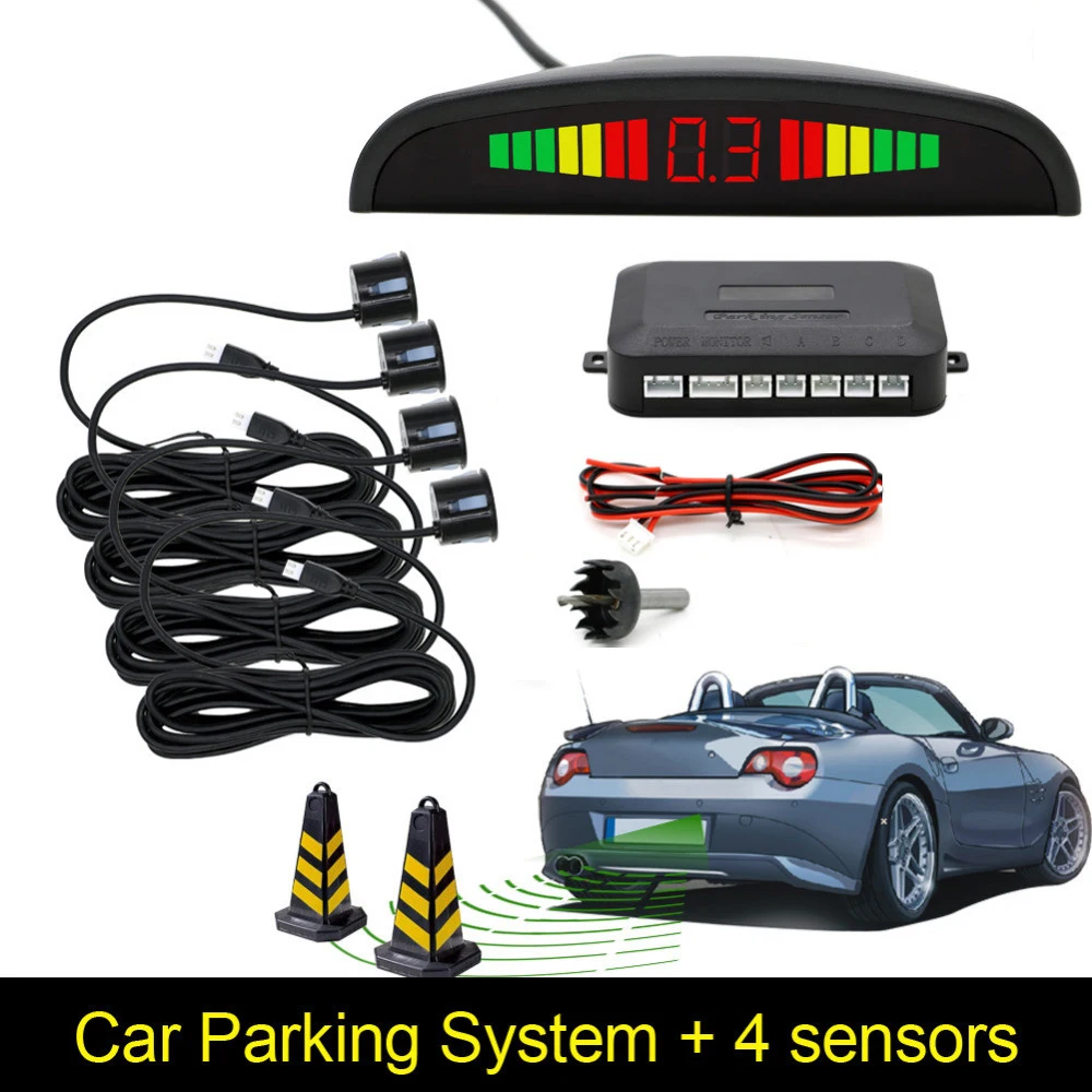 

Car Auto Parktronic LED Parking Sensor with 4 Sensors Reverse Backup Car Parking Radar Monitor Detector System Backlight Display