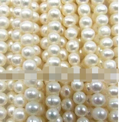 

huij 00655 6-7mm Beautiful White Freshwater Pearl Round Loose Bead 14.5" 5pc