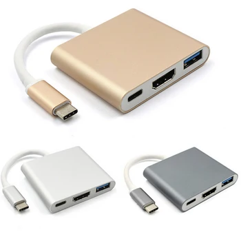 

USB C HUB 3 in 1 USB Docking Station USB-C to HDMI Card Reader RJ45 Adapter for MacBook Samsung Huawei Xiaomi Iphone