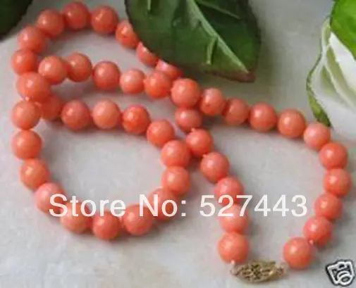 

Wholesale free shipping >>8mm natural pink coral beads nice necklace 18inch