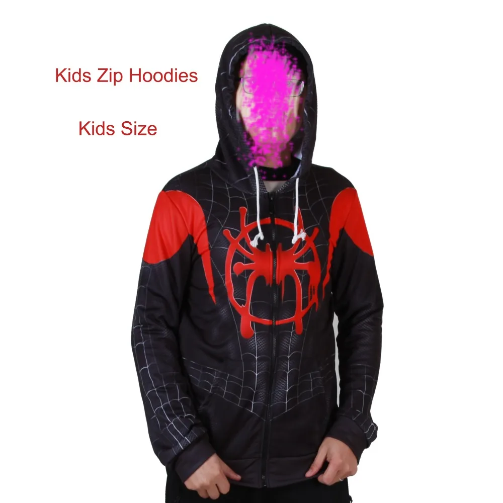 

Kids Boys Girls Spider-Man Into the Spider Verse Miles Morales Cosplay Costume Zip Up Hoodies Sweatshirts Children Jacket