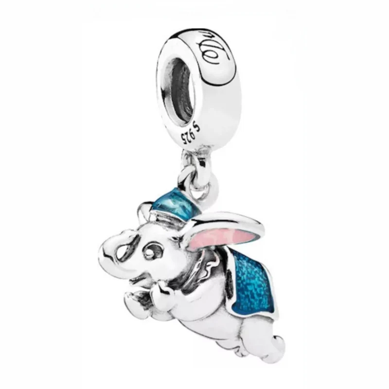 

Authentic 925 Sterling Silver Bead Charm Cute Enamel Flying Dombo Pendant Beads Fit Pandora Bracelet Bangle DIY Jewelry