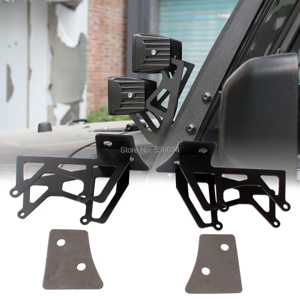 

A-Pillar Hood Mount Windshield Mounting Bracket LED Work Light Mount Bracket for Jeep wrangler JK 2007-2017