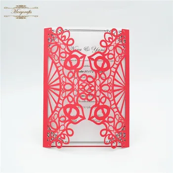 

Red pearl laser cut nepali wedding invitation cards from Mery crafts supplier
