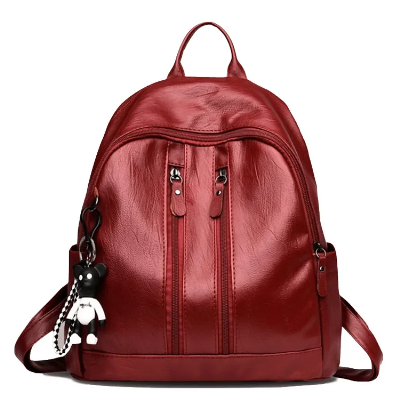 

2019 lady new arrival PU design high quality female backpack bag fashion soft leather personality student bag casual backpack