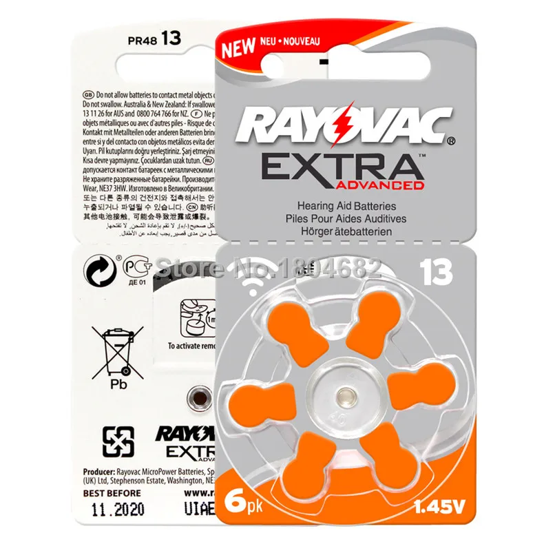 Батарейки для слухового аппарата RAYOVAC A13 13A 13 P13 PR48 30 шт./лот|hearing aid batteries|battery a13rayovac