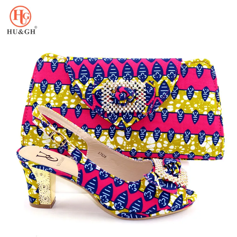 

New Fashion Women Nice Colorful Shoes And Bag Set To Match 9.3cm High Quality Italian Shoes With Matching Bag For Party Wedding