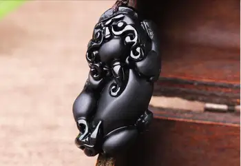

Men and women with natural Obsidian Pendant Necklace twelve zodiac natal Buddha Tathagata void Tibet.