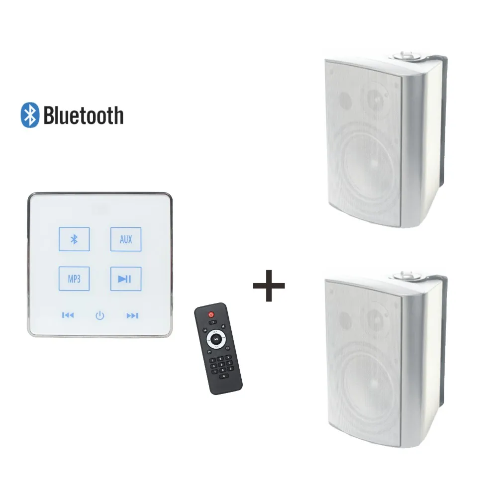 

Home music system in wall audio amplifier with Remote Control and 2 wall speakers, Supports USB/SD/AUX