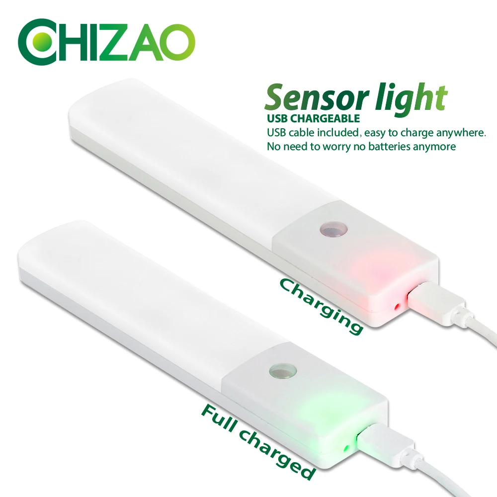 

[CHIZAO] Night light USB Charging Wireless motion sensor lamp 2 lighting colors Lighting for Closet Aisle Room Kitchen Toilet