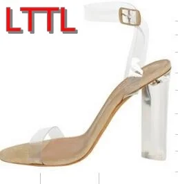 2017 New collection women transparent heel sandals sexy gladiator sandals open toe PVC sandals wedding shoes buckle high heel